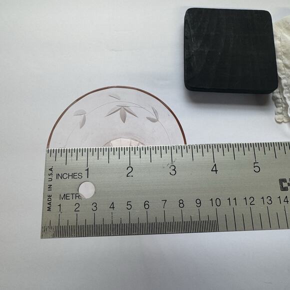 Pink Depression Glass Cone Footed Tumbler Etched Vine Design Thin Glass 1930 - Picture 6 of 7